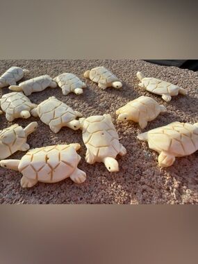 Lot of Hand-Carved Bone Turtle Pendants/Beads — Boho Jewelry Making